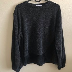 Zara Women’s Gray/Black Sweater, M, Lace Detail